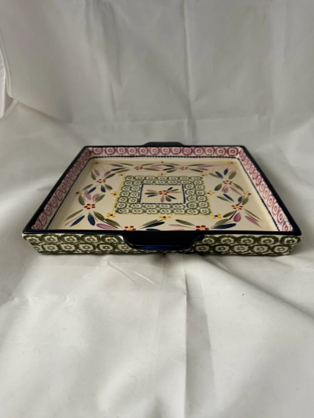 Temptations Old World Ceramic Serving Tray Floral Leaf Pattern